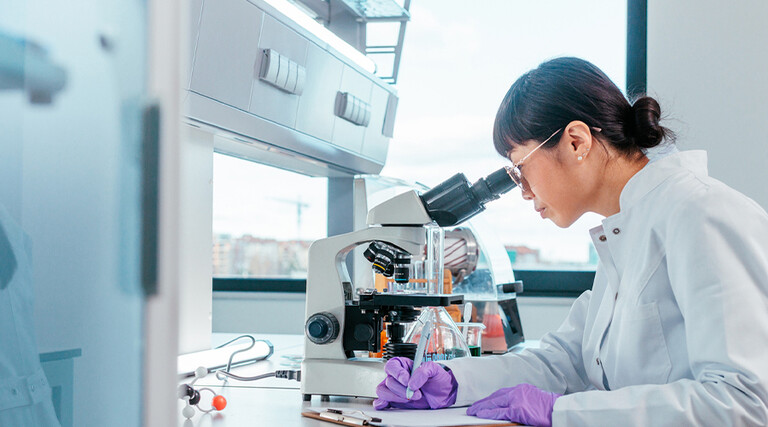 Person conducting research in lab