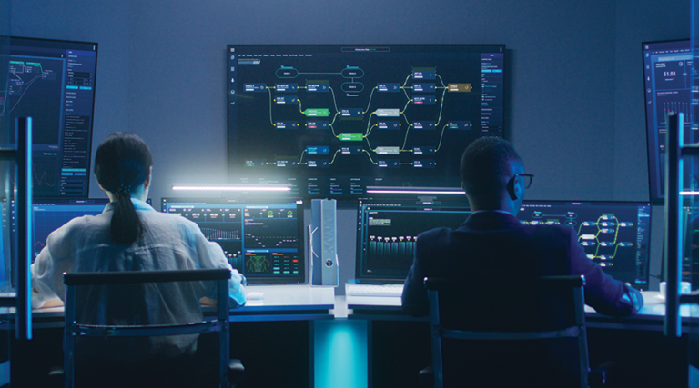 security team in high-tech computer room