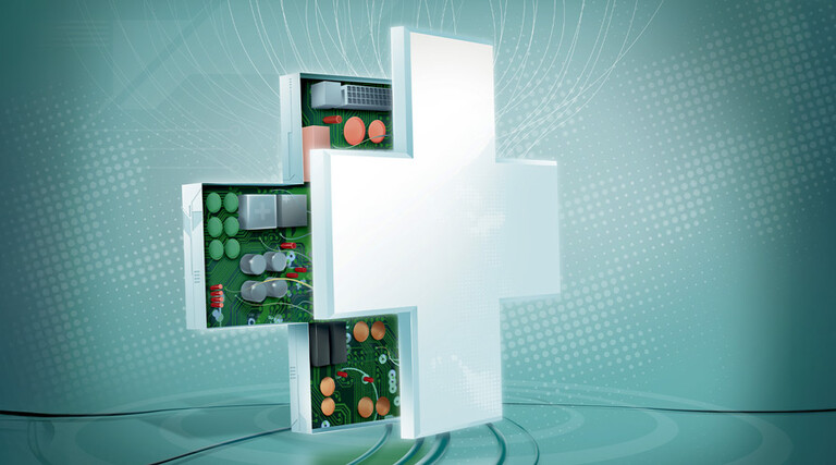 medical symbol with circuit board