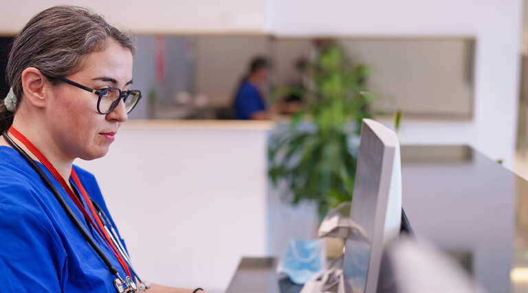Healthcare provider using computer