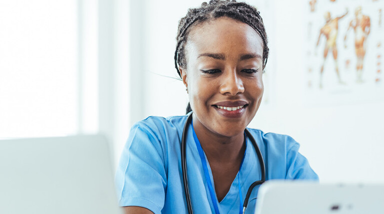 Doctor using technology in the hospital