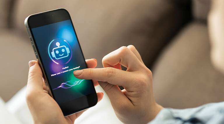 woman using chatbot on her phone