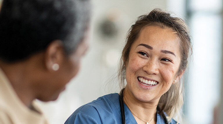 nurse visits with patient