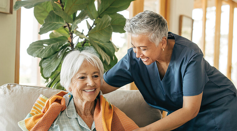 nurse taking care of senior
