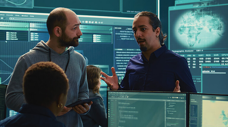 people talk in security operations center