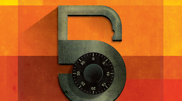 illustration of a five with a lock on it