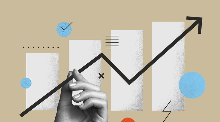 illustration of bar graph and line chart showing upward trajectory