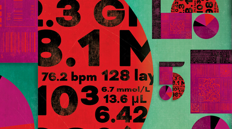 abstract illustration of data and the number five
