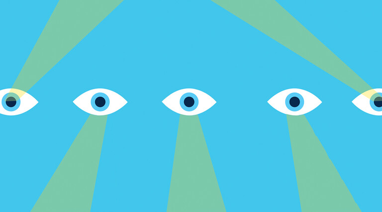 illustration of eyes with search lights