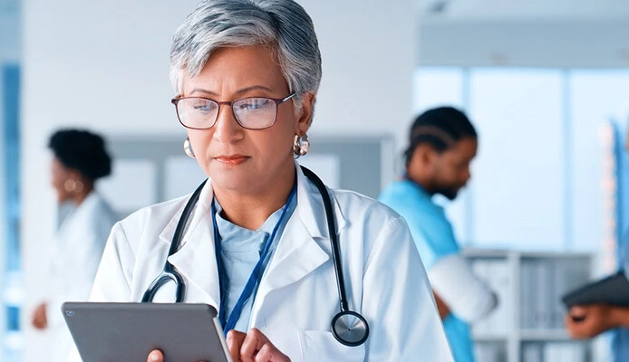 Doctor using tablet
