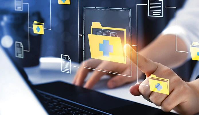 doctor signing into computer folders