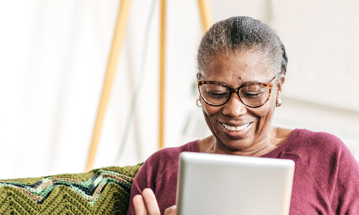 Older person using tablet