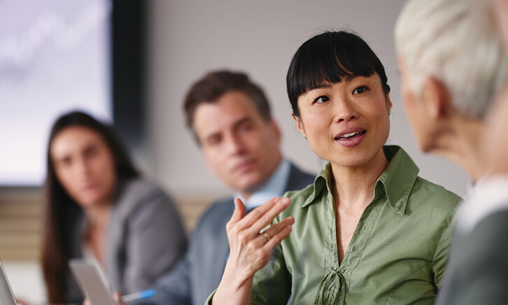 woman discusses data governance