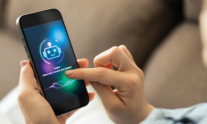 woman using chatbot on her phone