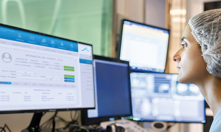 nurse inputting data