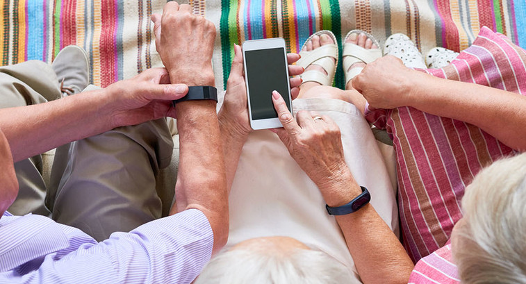 Seniors using gadgets