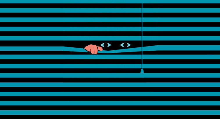 illustration of someone peaking through blinds