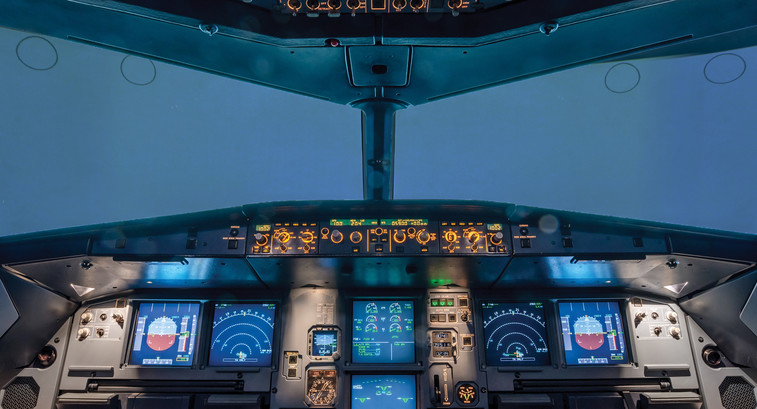 inside an airplane cockpit