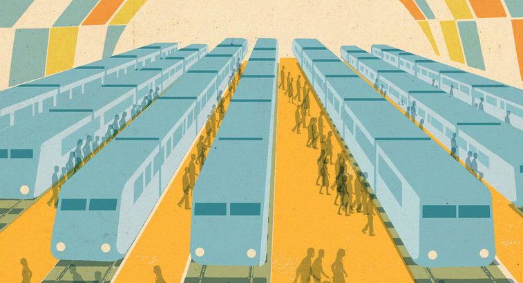 Illustration of people commuting