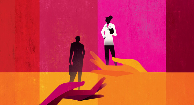 illustration of two people on hands close together
