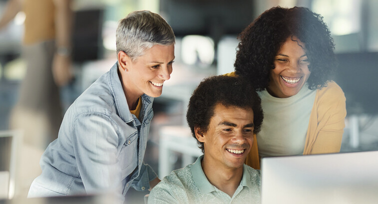 Coworkers collaborating in the office