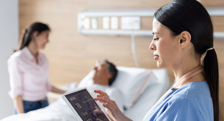 Doctor using tablet