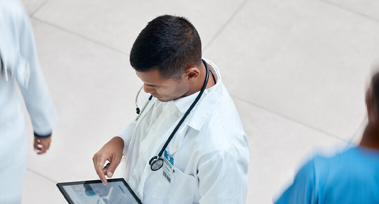 Doctor reviewing health record