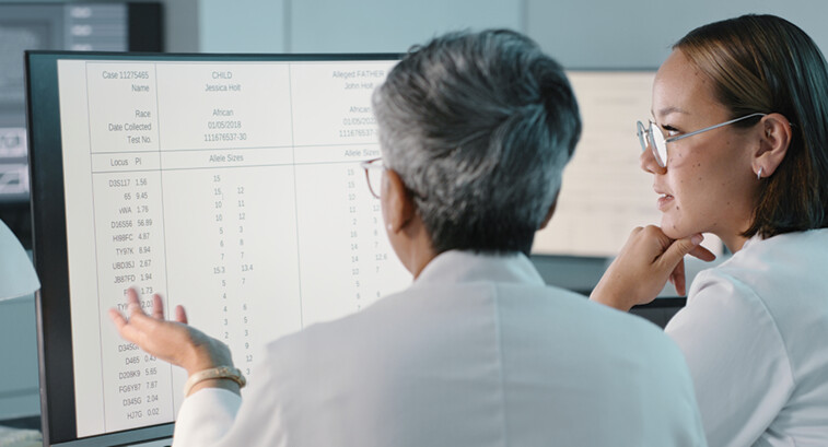 two scientists discuss data