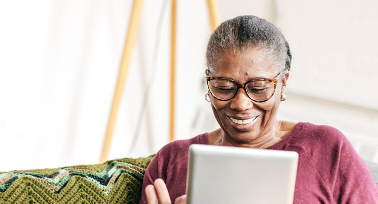 Older person using tablet