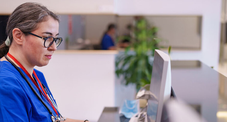 Healthcare provider using computer