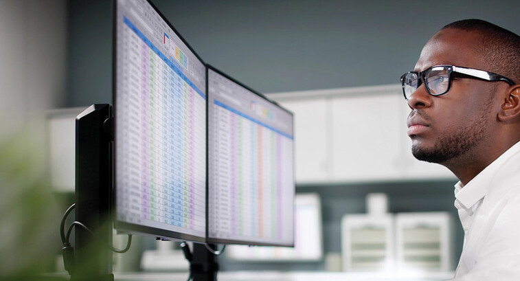 Viewing healthcare data on two monitors