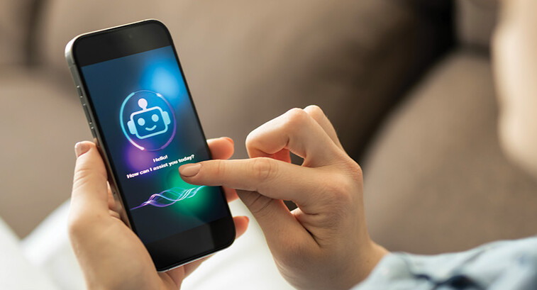 woman using chatbot on her phone
