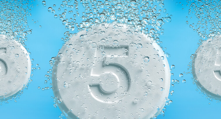 alkaseltzer tablets with fives on them
