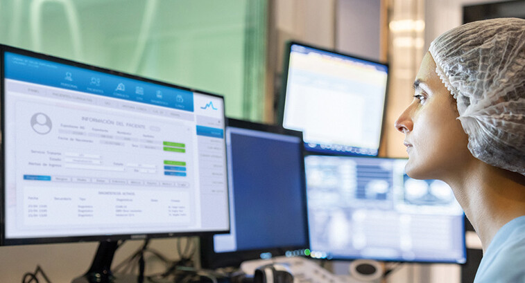 nurse inputting data