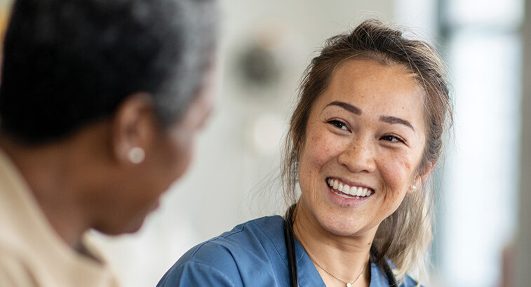 nurse visits with patient