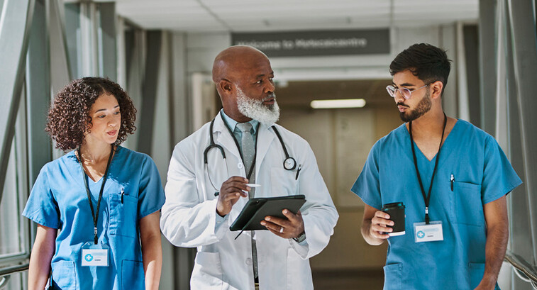 Doctor and nurses talking