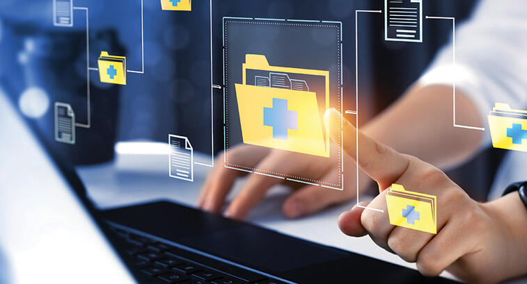 doctor signing into computer folders