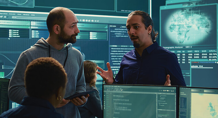 people talk in security operations center