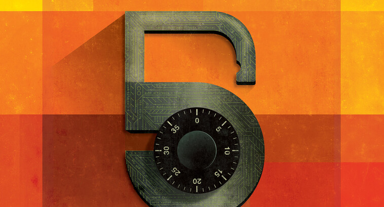 illustration of a five with a lock on it