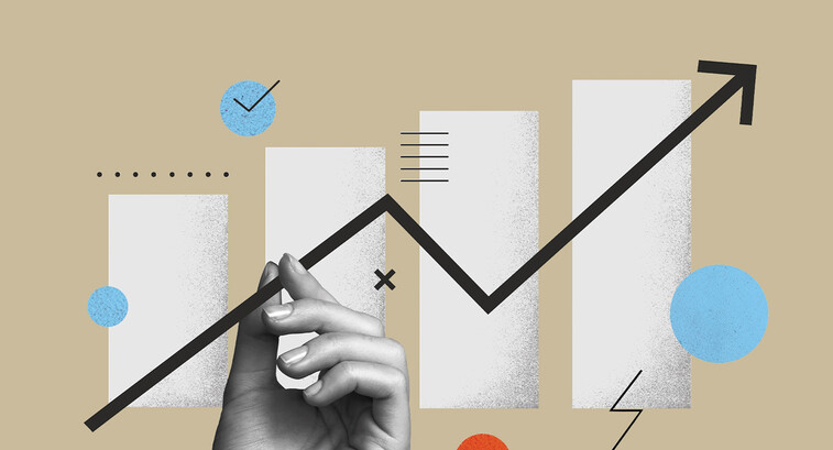 illustration of bar graph and line chart showing upward trajectory