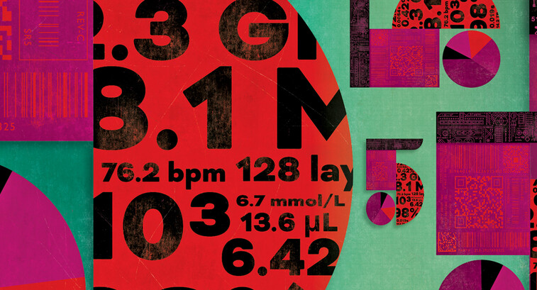 abstract illustration of data and the number five