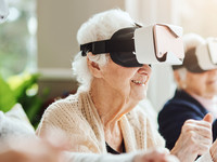 Seniors use VR headsets