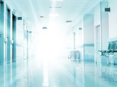Rays of light in the corridor of the hospital.