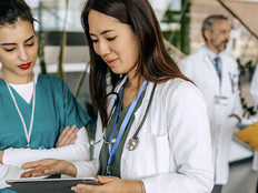 Doctors speaking in hospital