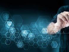 Man with laptop electronic medical records