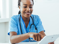 Doctor accessing medical records