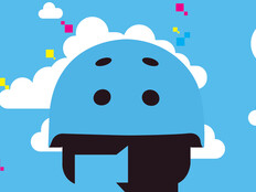 illustration of man wearing bike helmet in the clouds