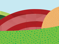 illustration of colorful hills and fields