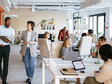 Office workers collaborating it