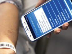 zebra phone scans barcode on patient's wrist